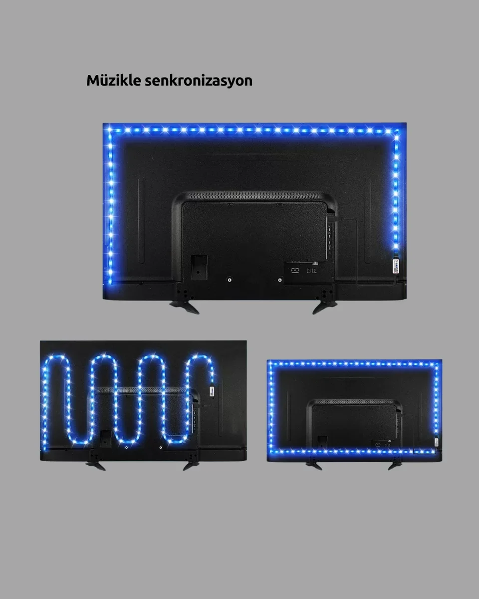 Müzikle Senkronize LED Şerit TV Aydınlatma - Yeni Nesil RGB Atmosfer
