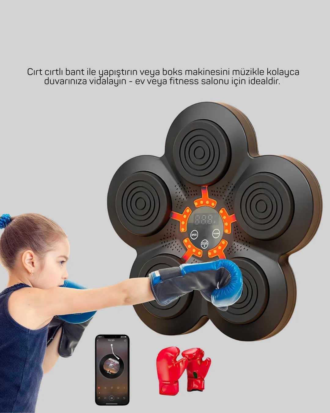 Müzikli Boks Duvar Paneli Akıllı Işık Sistemli Refleks ve Kondisy