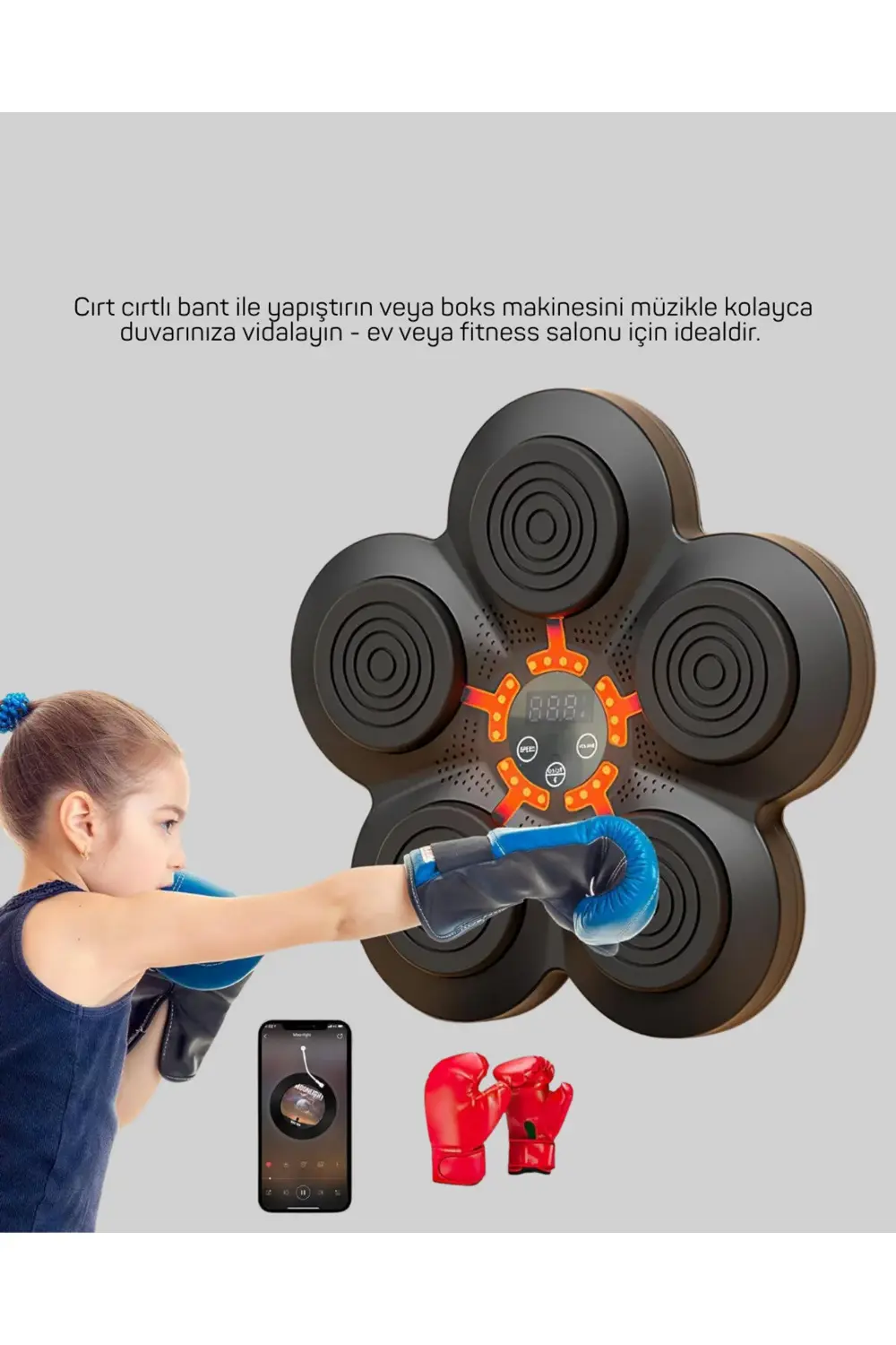 Müzikli Boks Duvar Paneli Akıllı Işık Sistemli Refleks ve Kondisy