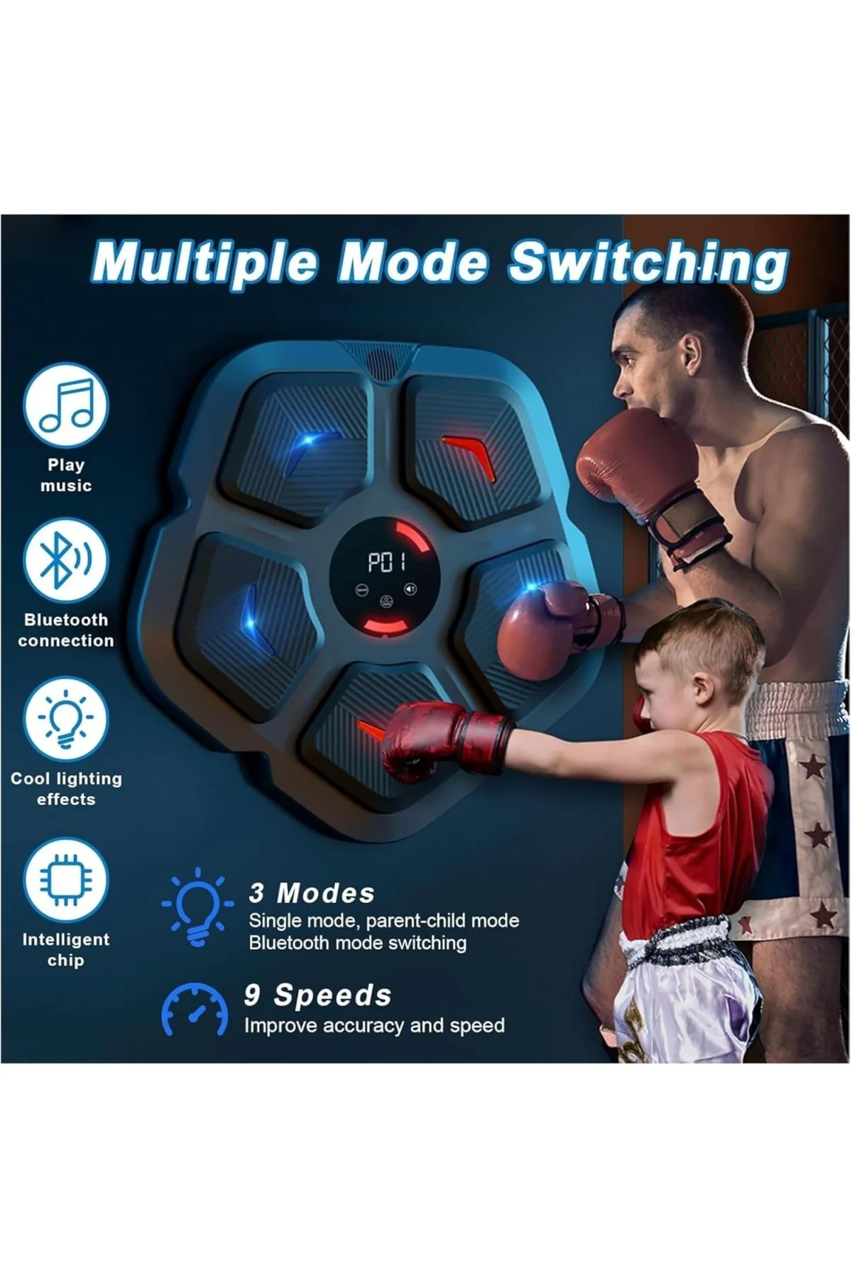Müzikli Boks Makinesi - 3 Farklı Mod ve 9 Hız Ayarı, Bluetooth Ho