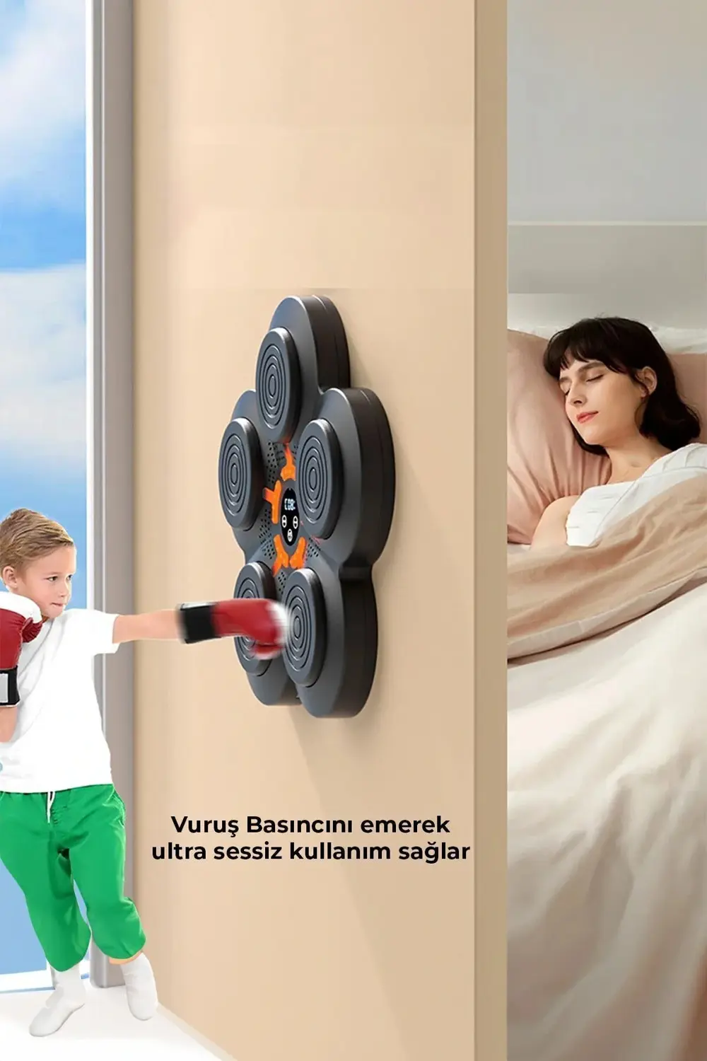 Müzikli Duvar Boks Padi Darbe Sensörlü Antrenman Pedi LED Işıklı