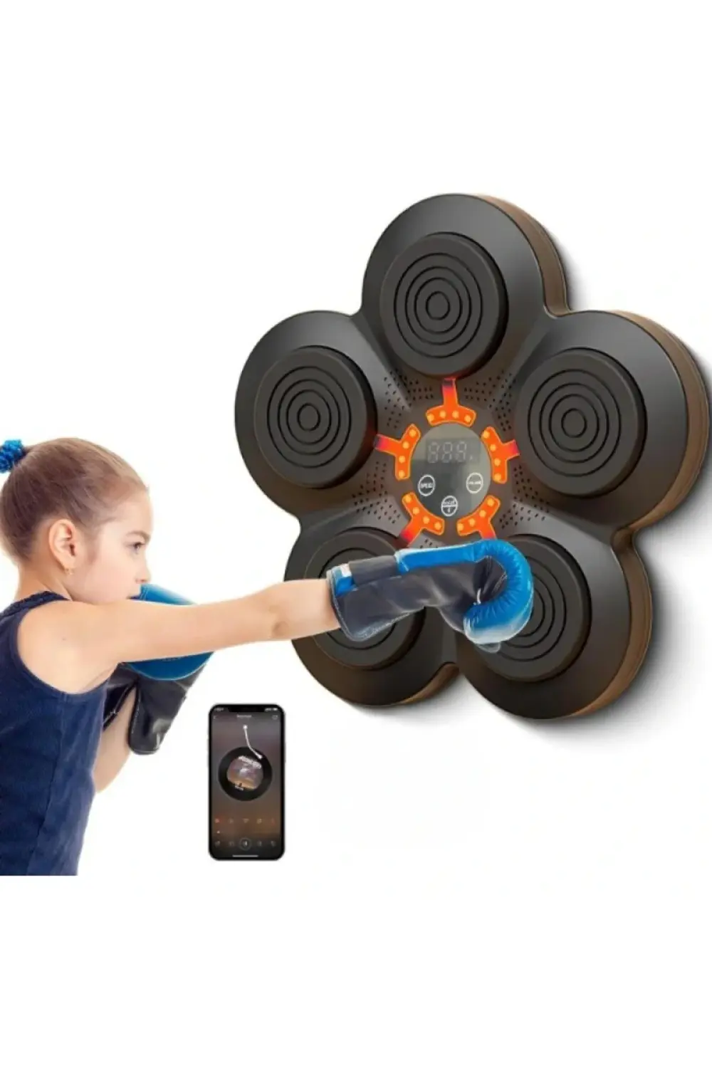 Müzikli Duvar Boks Padi Darbe Sensörlü Antrenman Pedi LED Işıklı