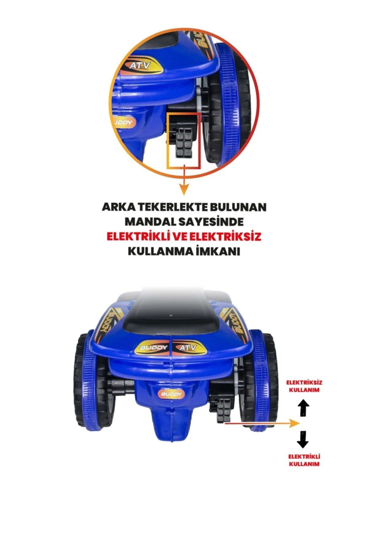 Müzikli Ve Led Işıklı Buddy Akülü Atv 6v-mavi