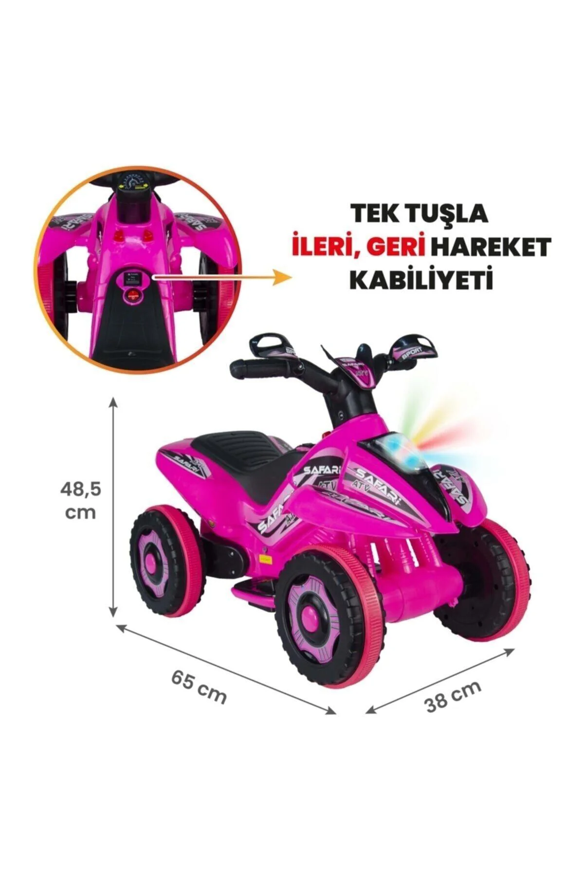 Müzikli Ve Led Işıklı Safari Akülü Atv 6v-pembe Kumandalı