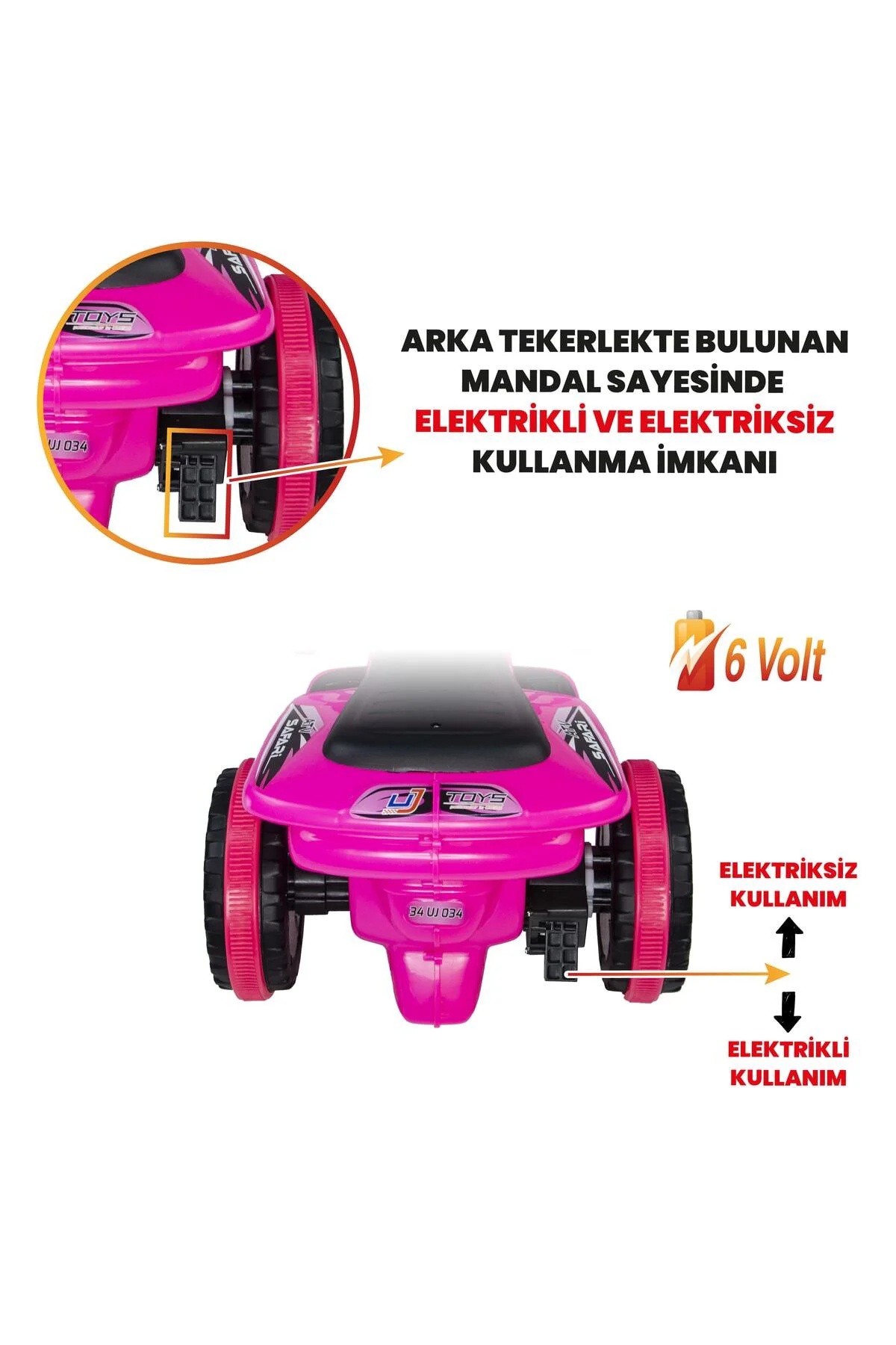 Müzikli Ve Led Işıklı Safari Akülü Atv 6v-pembe Kumandalı