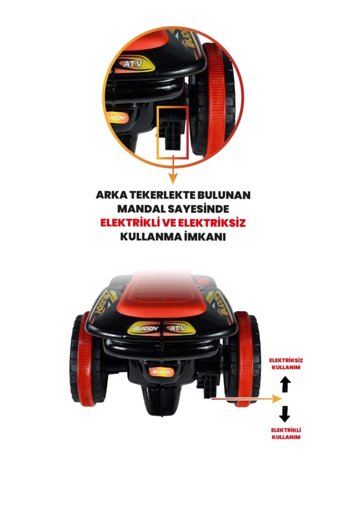 Müzikli Ve Led Işıklı Buddy Akülü Atv 6v-siyah