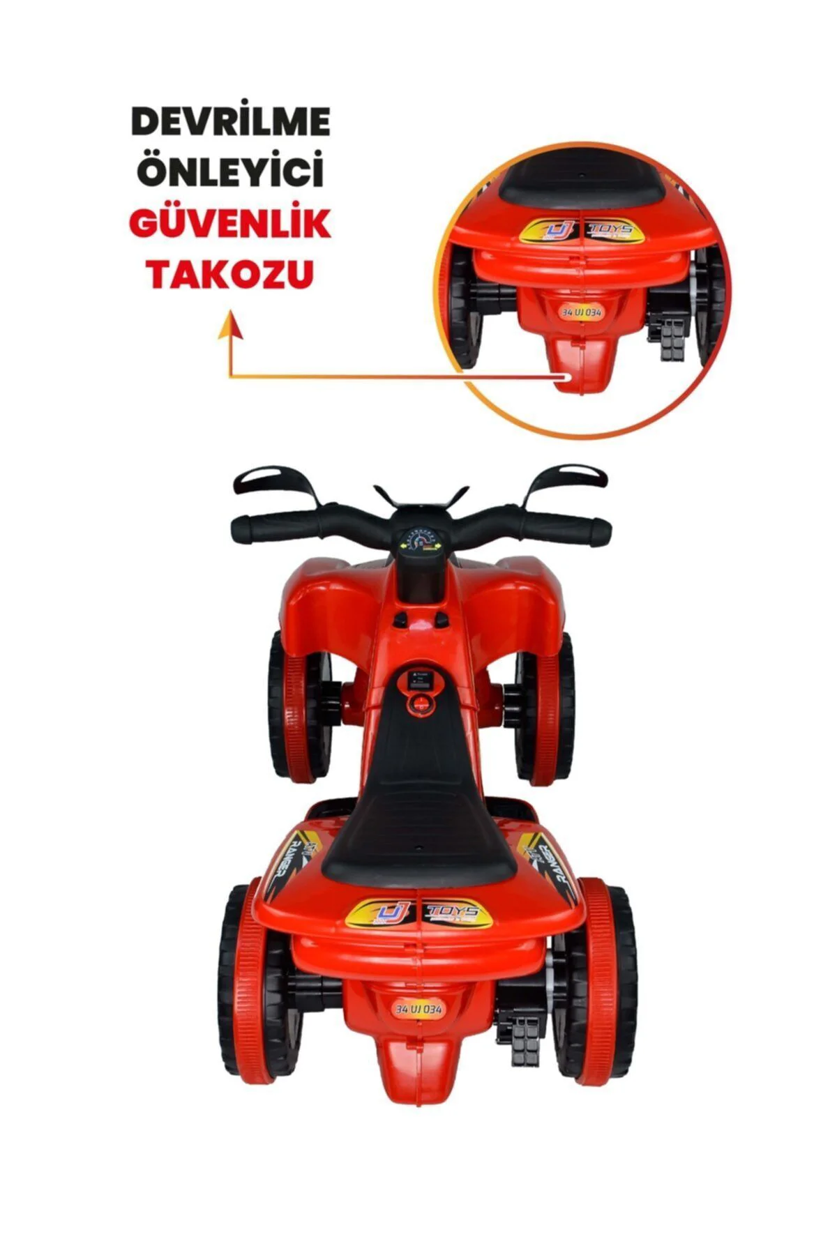 Müzikli Ve Led Işıklı Ranger Akülü Atv 6v Kırmızı