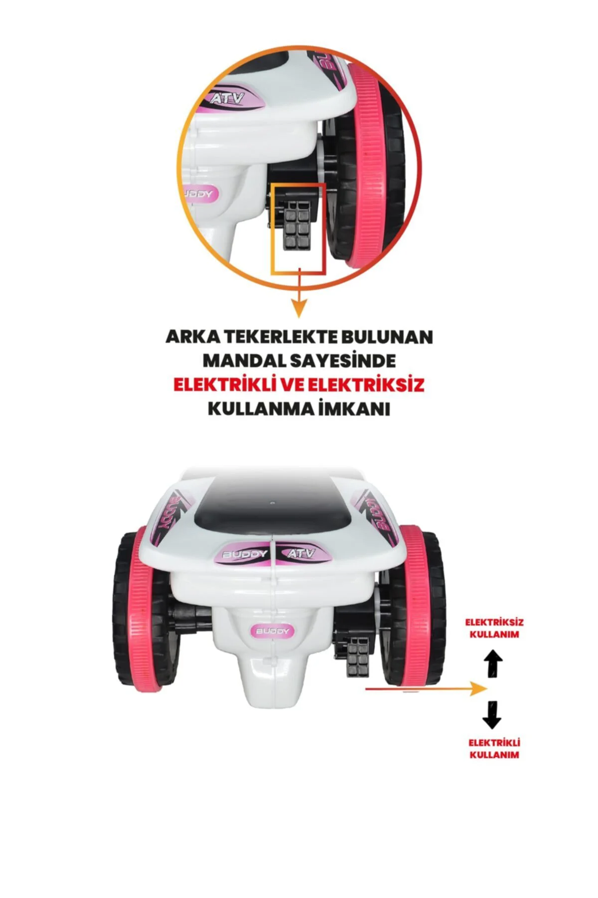 Müzikli Ve Led Işıklı Buddy Akülü Atv 6v-beyaz Prenses
