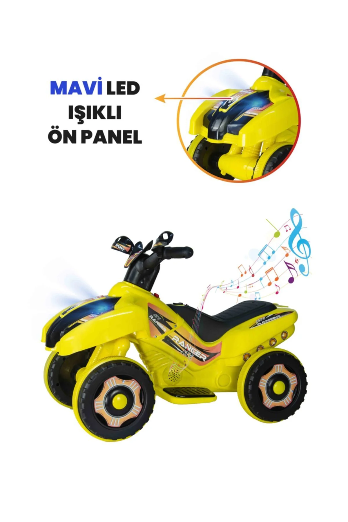 Müzikli Ve Led Işıklı Akülü Atv 6v Ranger Sarı