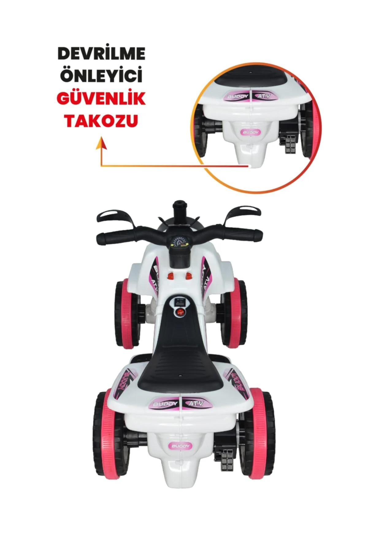 Müzikli Ve Led Işıklı Buddy Akülü Atv 6v-beyaz Prenses