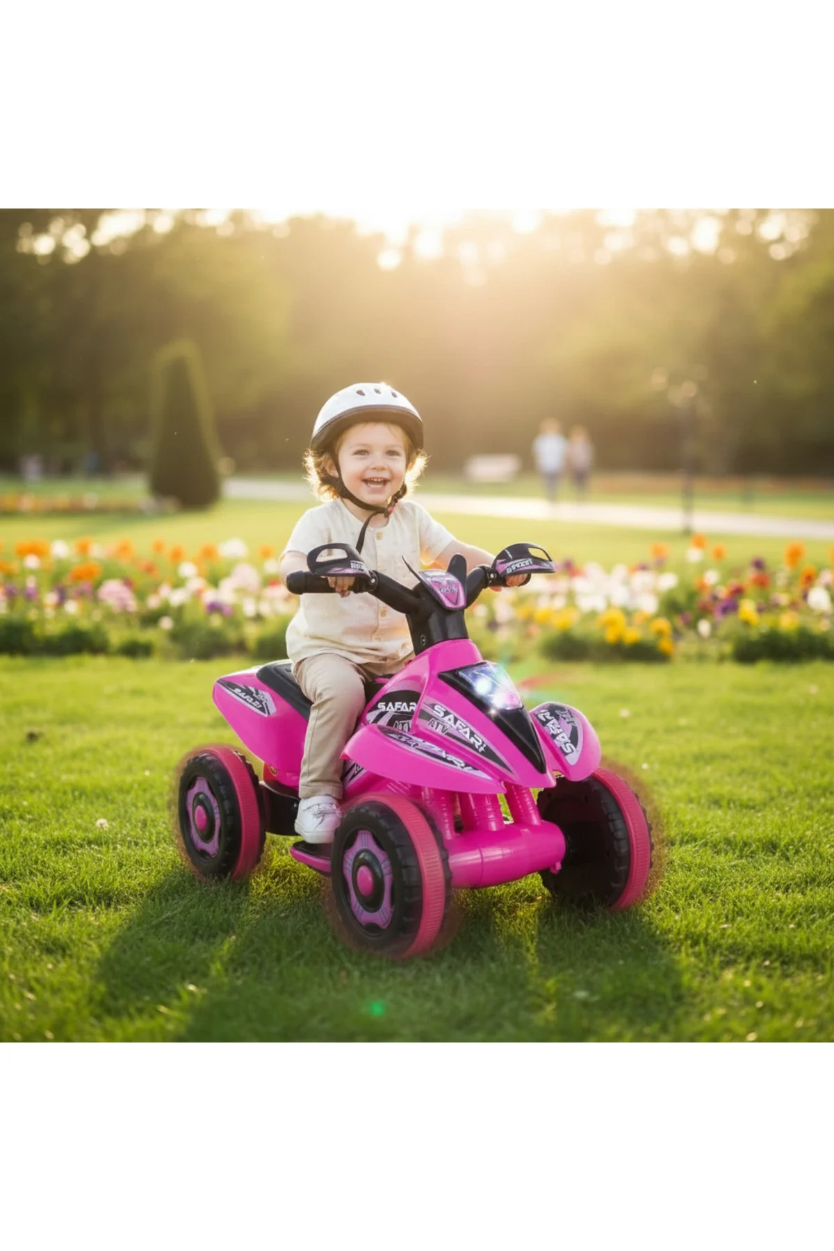 Müzikli Ve Led Işıklı Safari Akülü Atv 6v-pembe Kumandalı