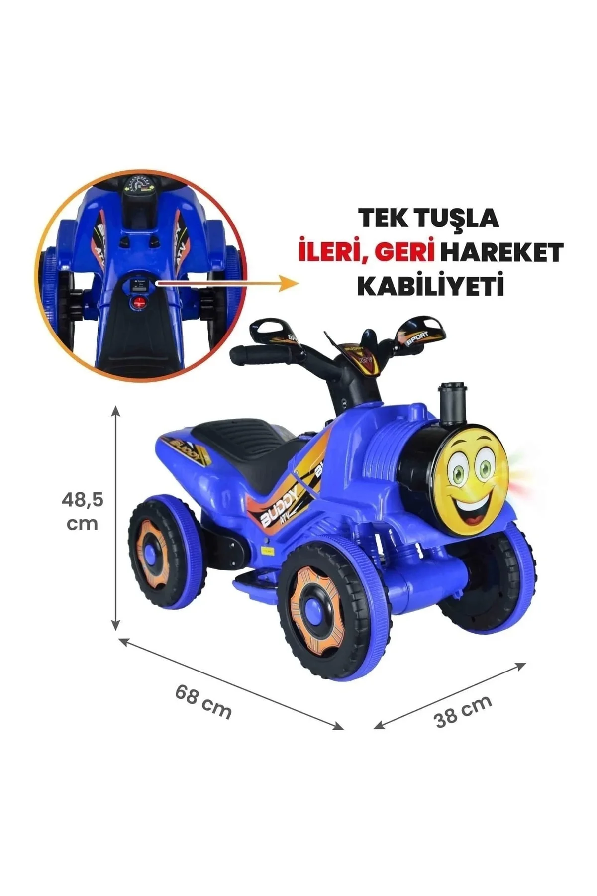 Müzikli Ve Led Işıklı Akülü Atv 6v Buddy Mavi
