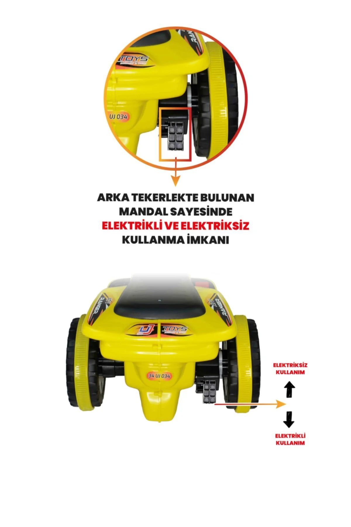 Müzikli Ve Led Işıklı Akülü Atv 6v Ranger Sarı