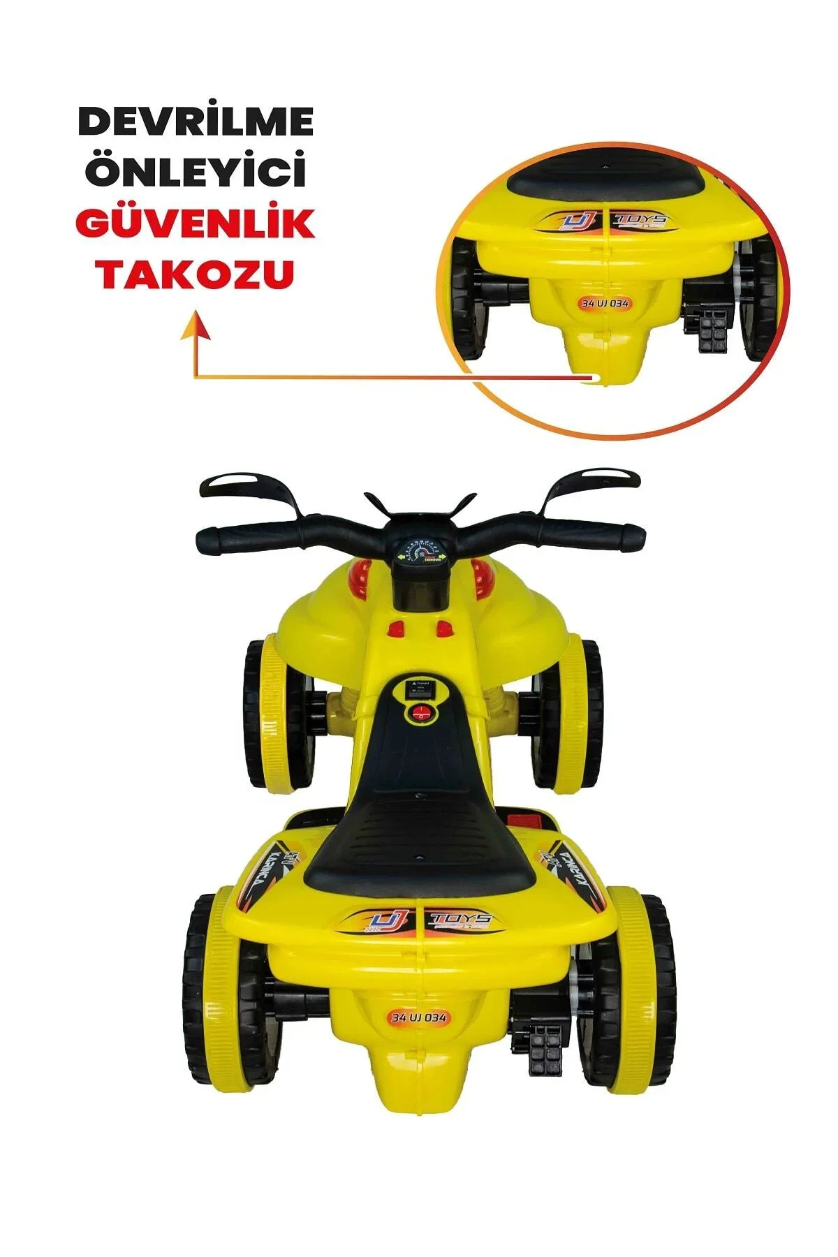 Müzikli Ve Led Işıklı Akülü Atv 6v Karınca Sarı - Görsel 5