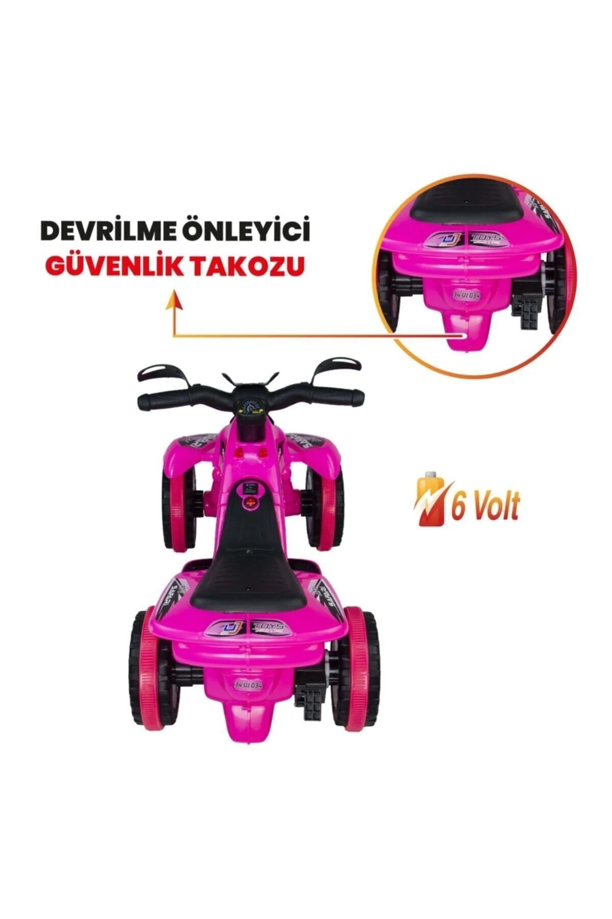 Müzikli Ve Led Işıklı Safari Akülü Atv 6v-pembe Kumandalı