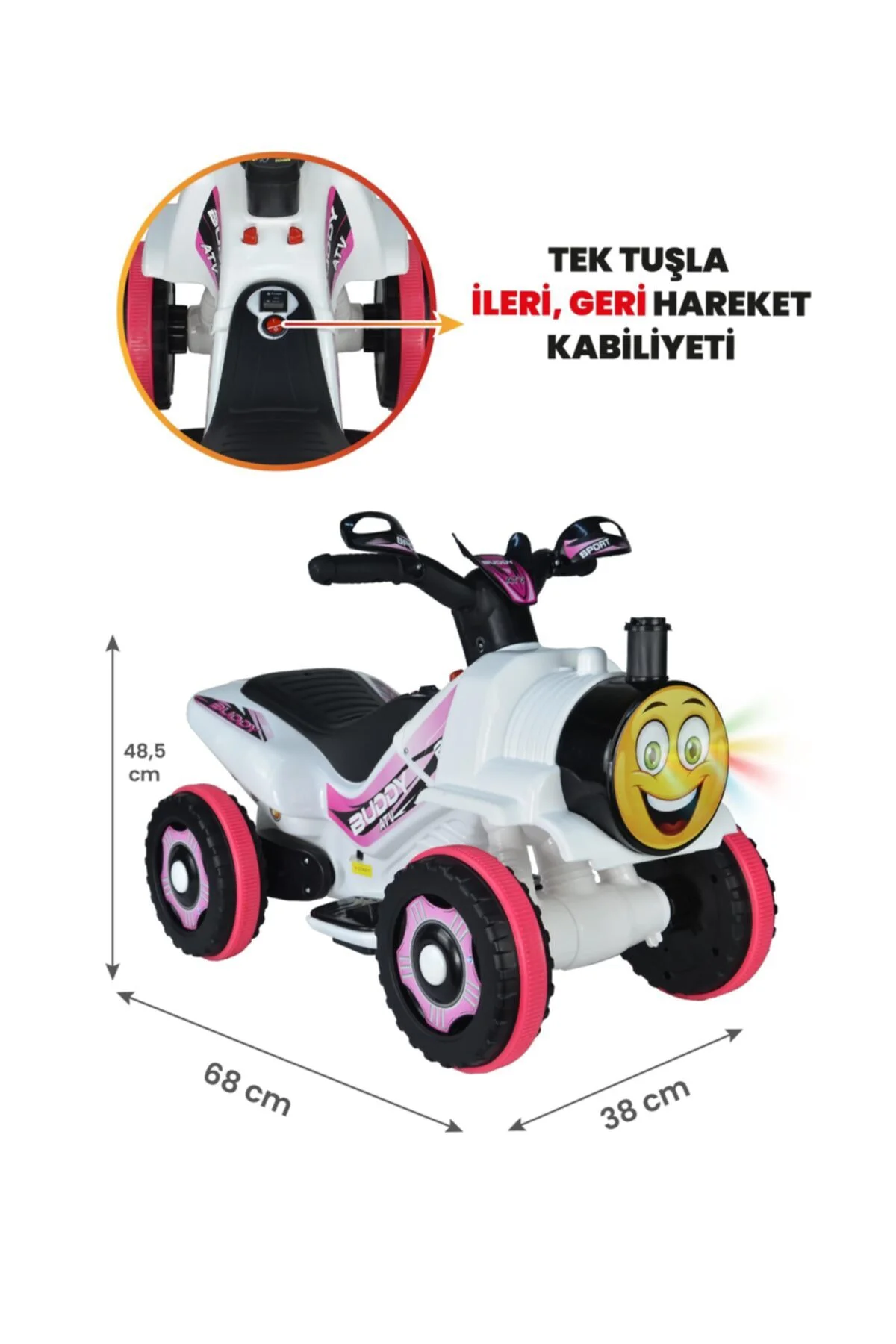 Müzikli Ve Led Işıklı Buddy Akülü Atv 6v-beyaz Prenses
