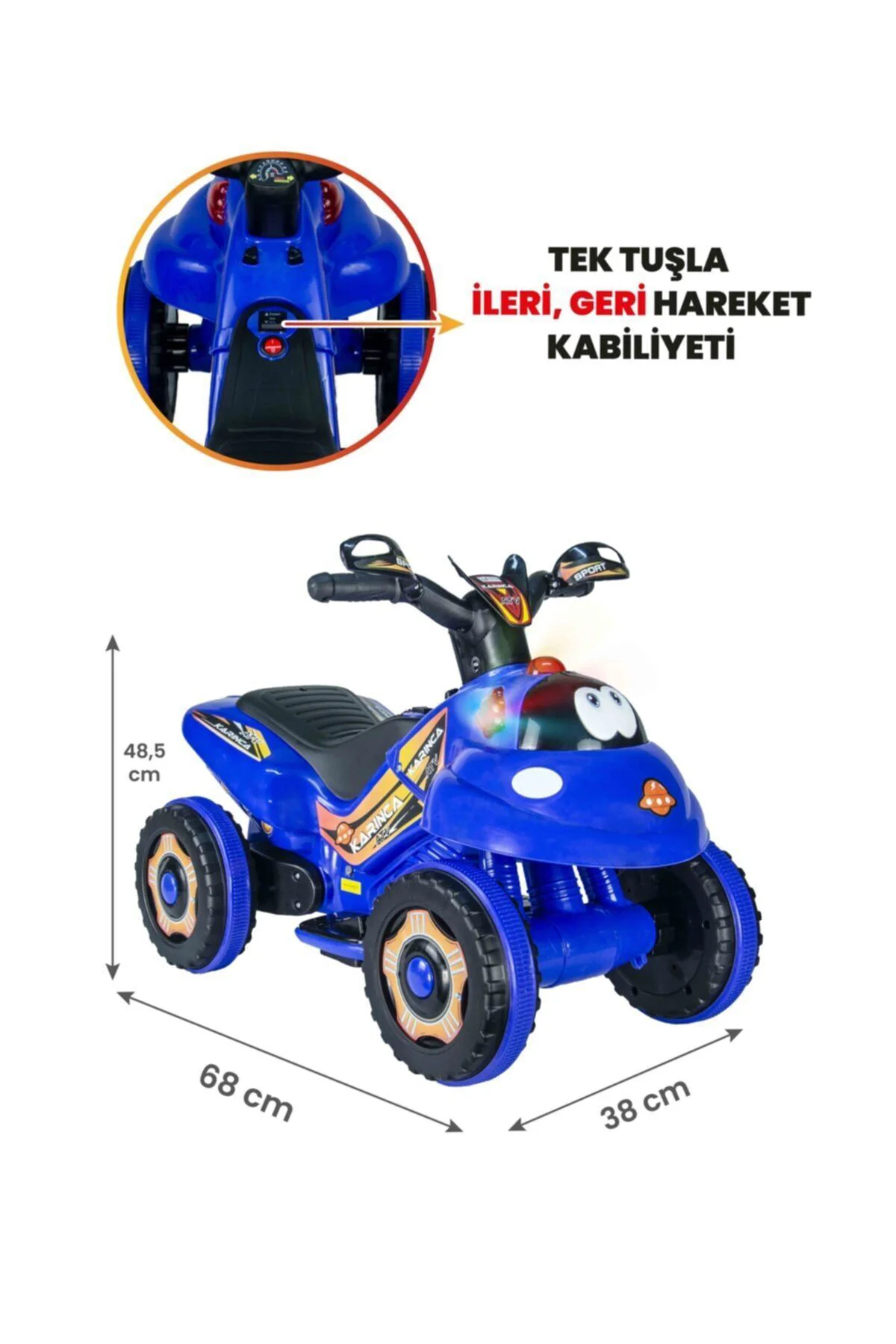 Müzikli Ve Led Işıklı Akülü Atv 6v Karınca Mavi