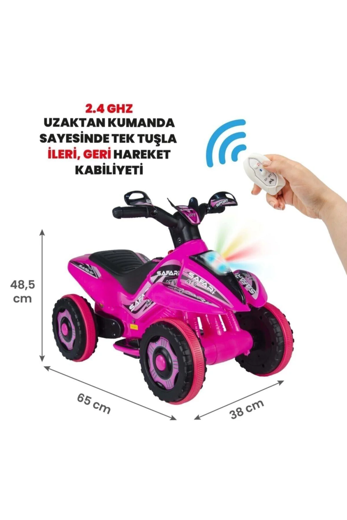 Müzikli Ve Led Işıklı Safari Akülü Atv 6v-pembe Kumandalı