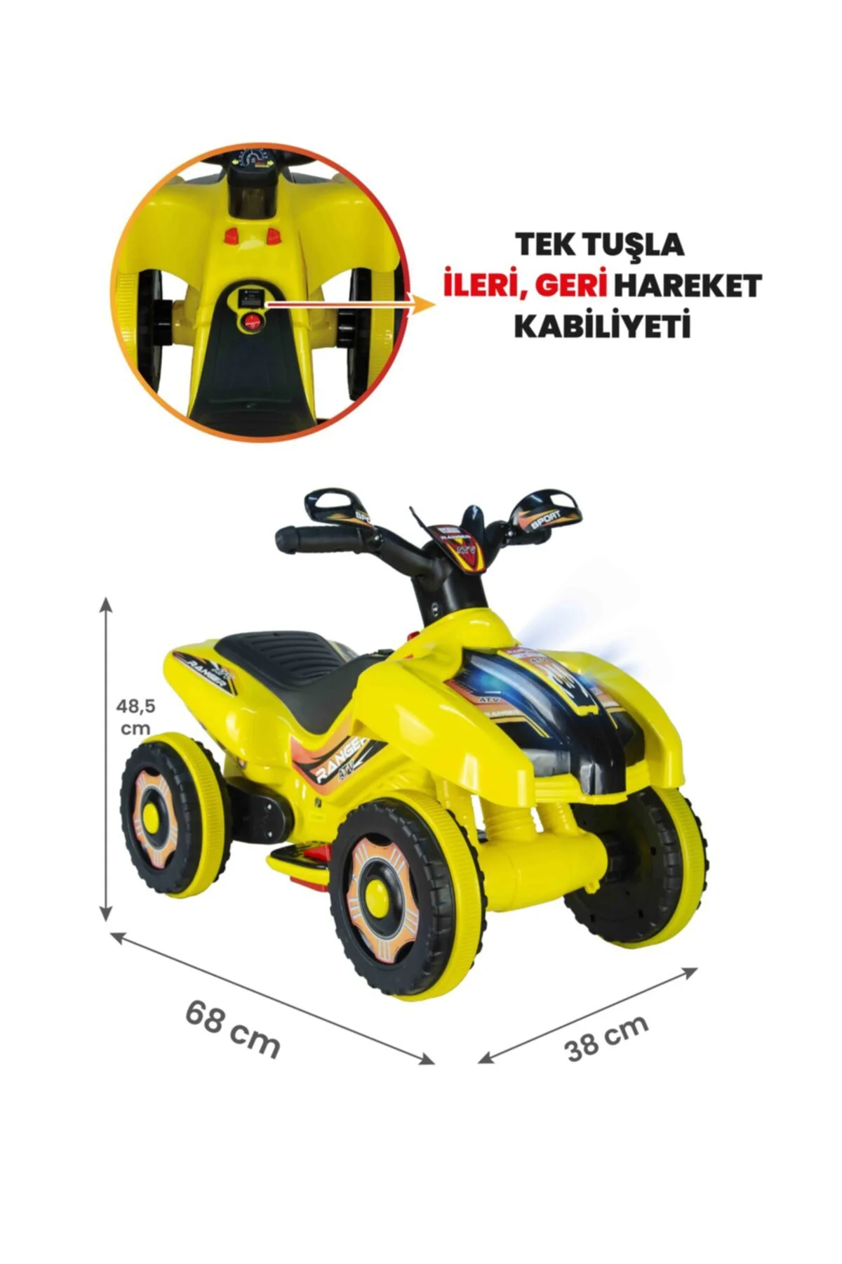 Müzikli Ve Led Işıklı Akülü Atv 6v Ranger Sarı