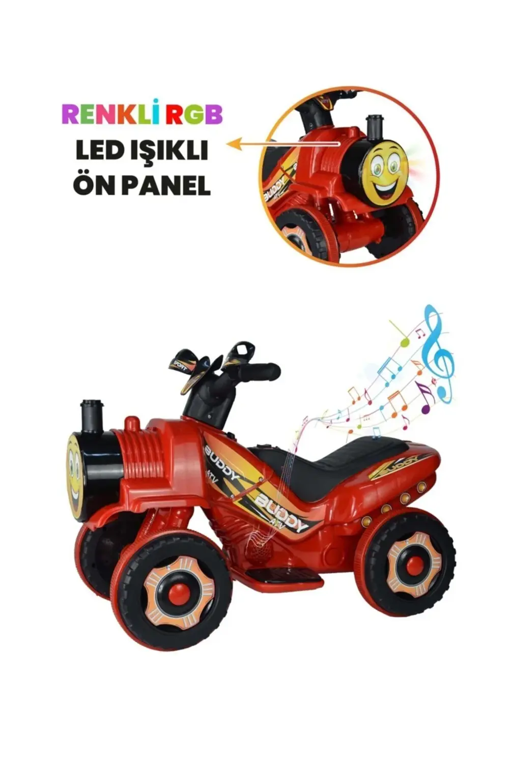 Müzikli Ve Led Işıklı Akülü Atv 6v Buddy Kırmızı