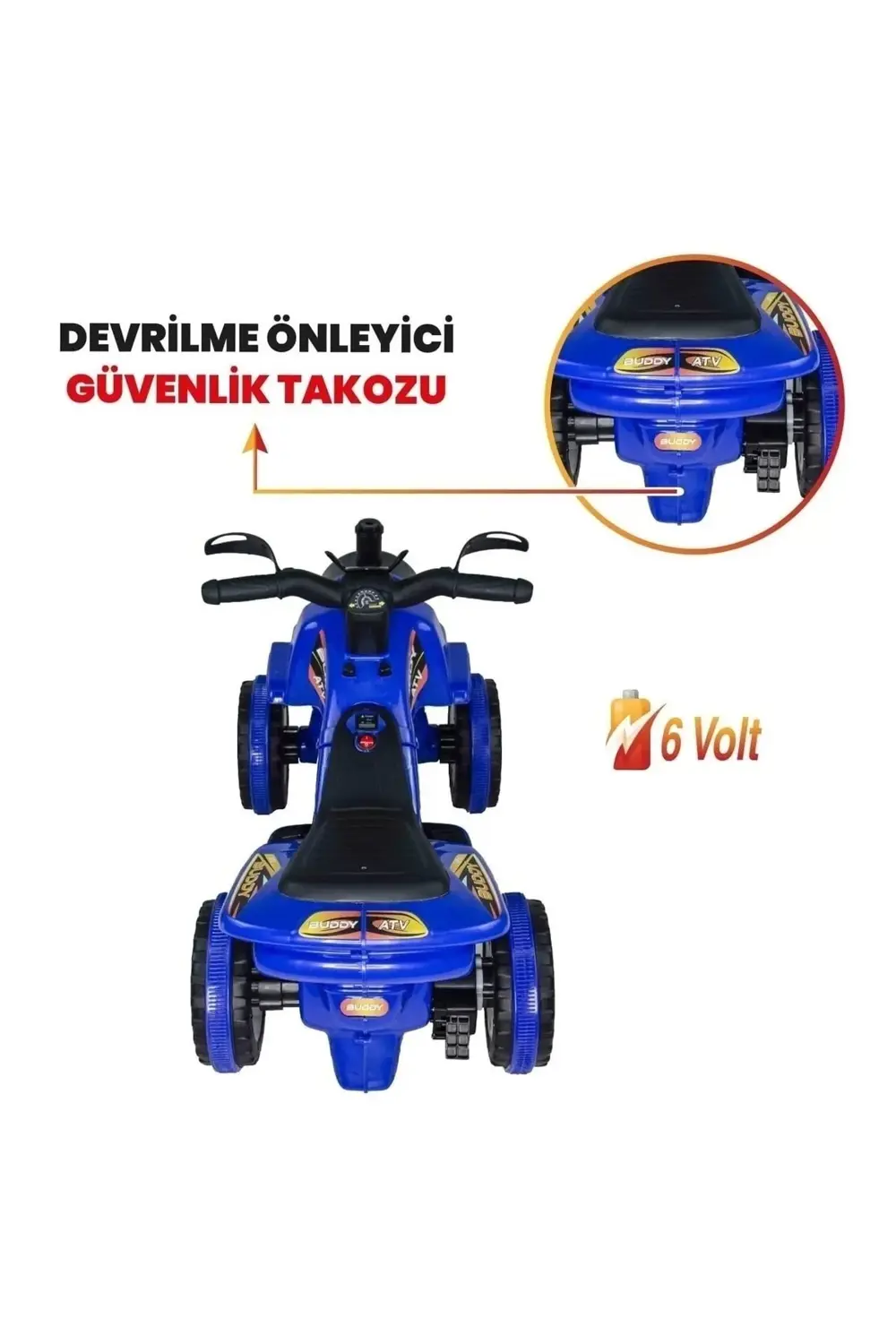 Müzikli Ve Led Işıklı Akülü Atv 6v Buddy Mavi