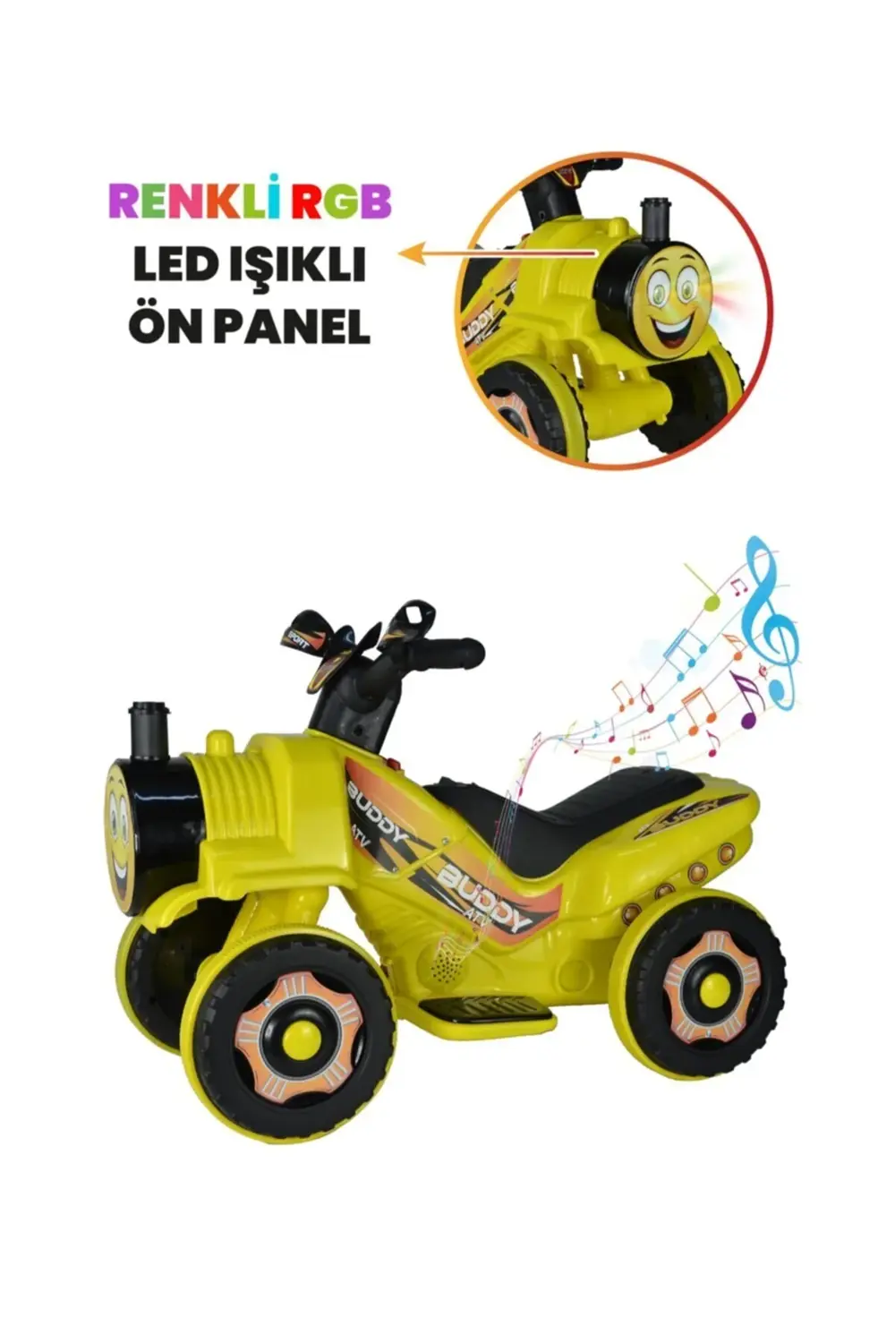 Müzikli Ve Led Işıklı Akülü Atv 6v Buddy Sarı