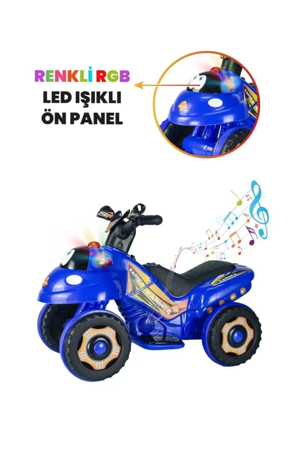 Müzikli Ve Led Işıklı Akülü Atv 6v Karınca Mavi