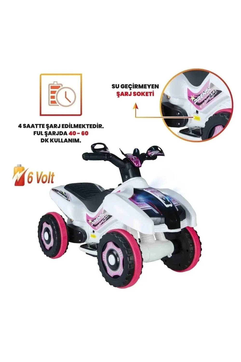 Müzikli Ve Led Işıklı Akülü Atv 6v Ranger Prenses