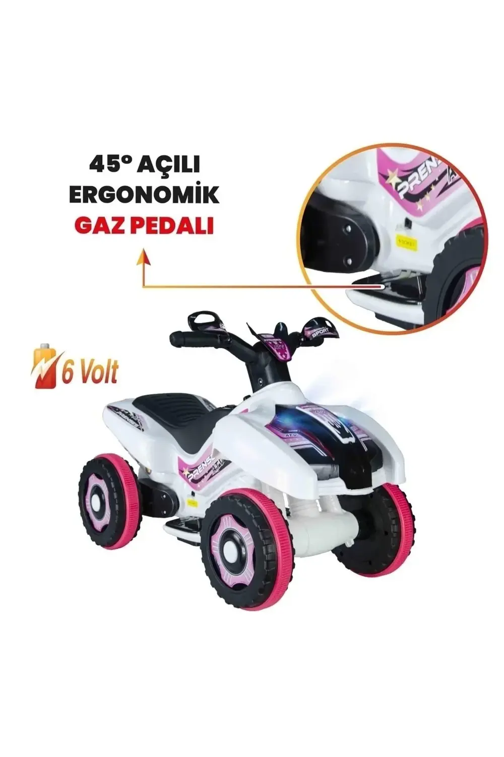Müzikli Ve Led Işıklı Akülü Atv 6v Ranger Prenses
