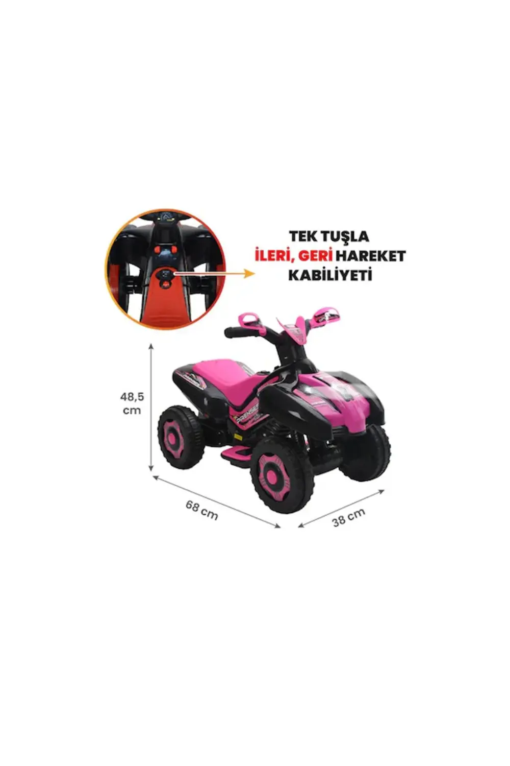 Müzikli ve Led Işıklı Akülü Atv 6v Ranger Siyah-Pembe