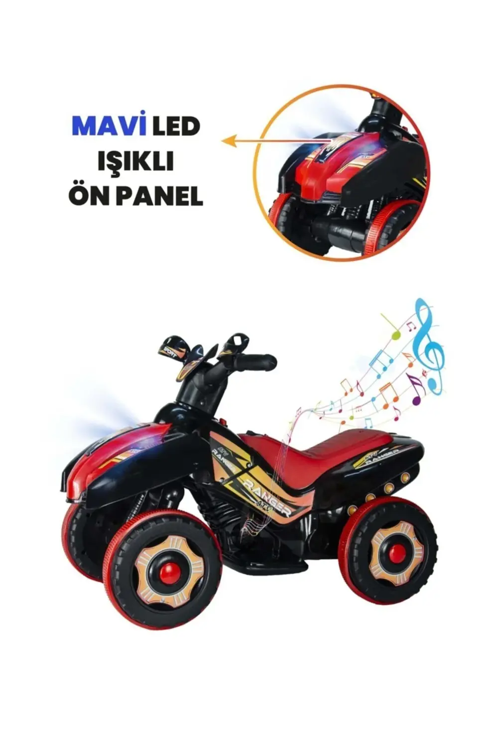 Müzikli Ve Led Işıklı Akülü Atv 6v Ranger Siyah