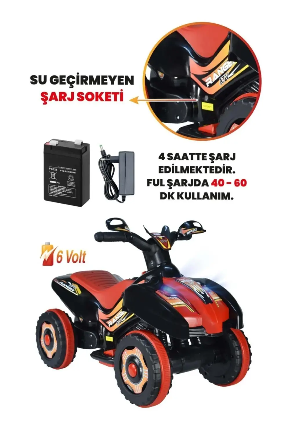 Müzikli Ve Led Işıklı Akülü Atv 6v Ranger Siyah