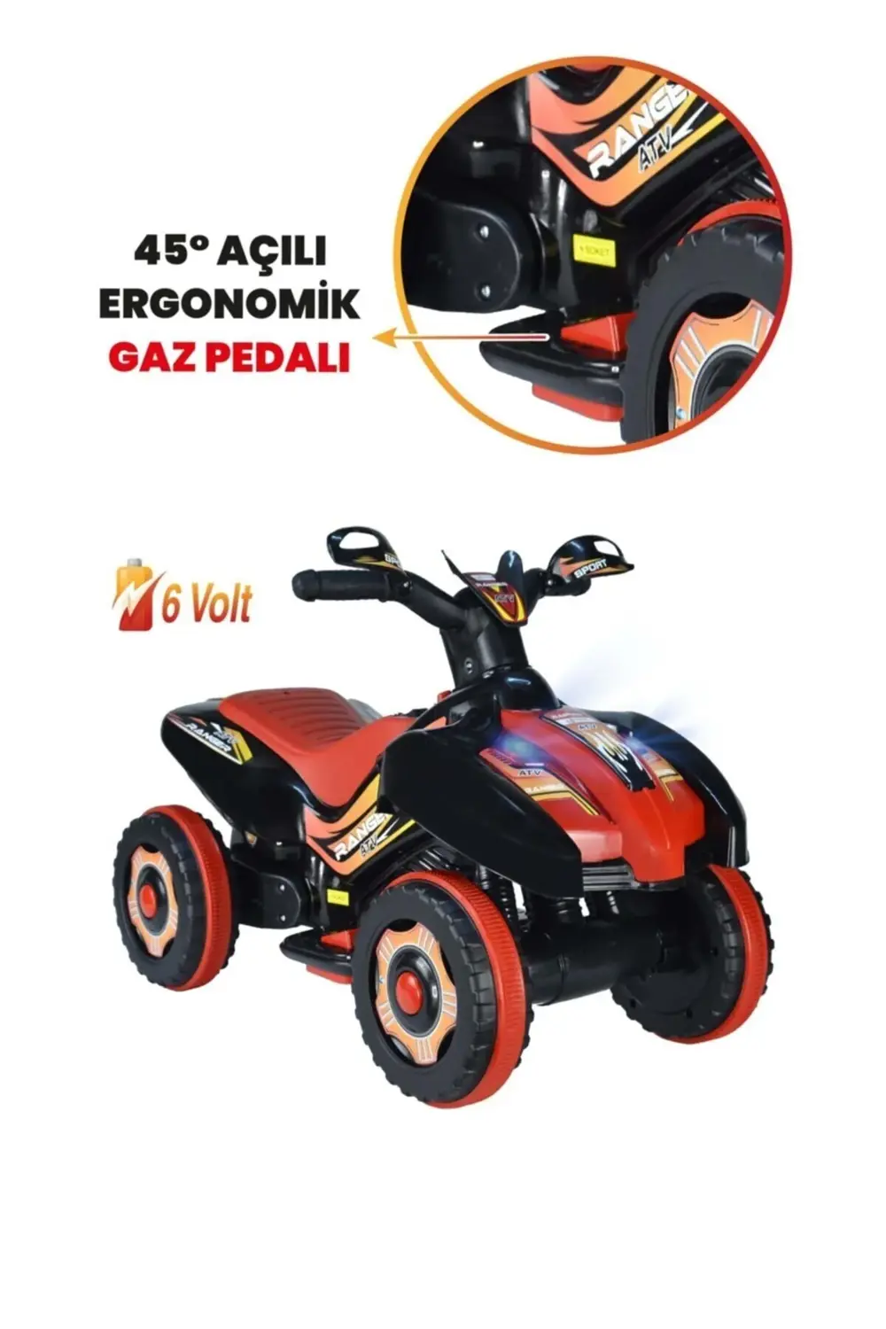 Müzikli Ve Led Işıklı Akülü Atv 6v Ranger Siyah