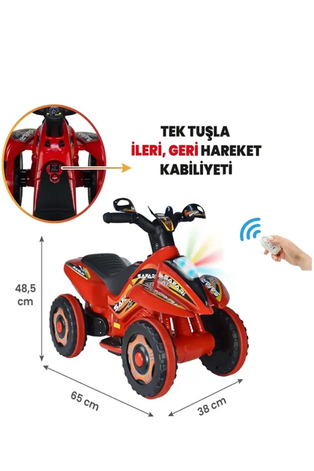 Müzikli Ve Led Işıklı Akülü Atv 6v Safari Atv Kırmızı