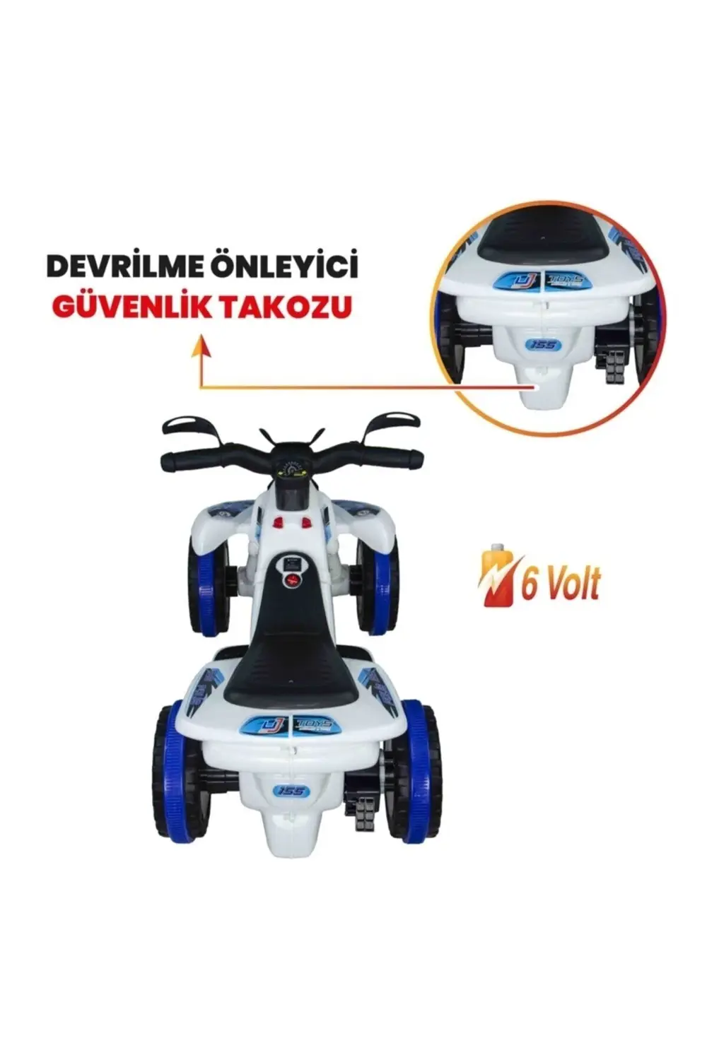 Müzikli Ve Led Işıklı Akülü Atv 6v Safari Polis Kumandalı