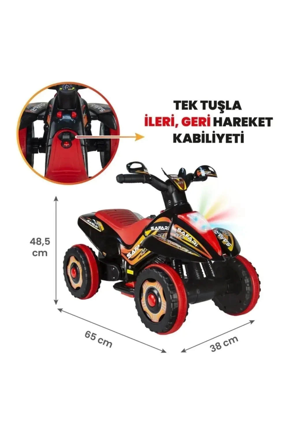Müzikli Ve Led Işıklı Akülü Kumandalı 6v Safari Atv Siyah
