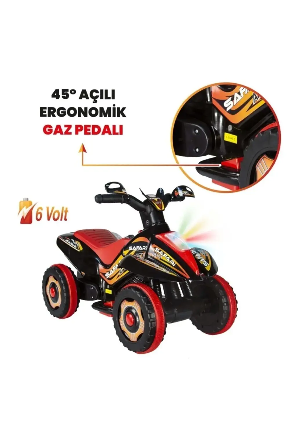 Müzikli Ve Led Işıklı Akülü Kumandalı 6v Safari Atv Siyah