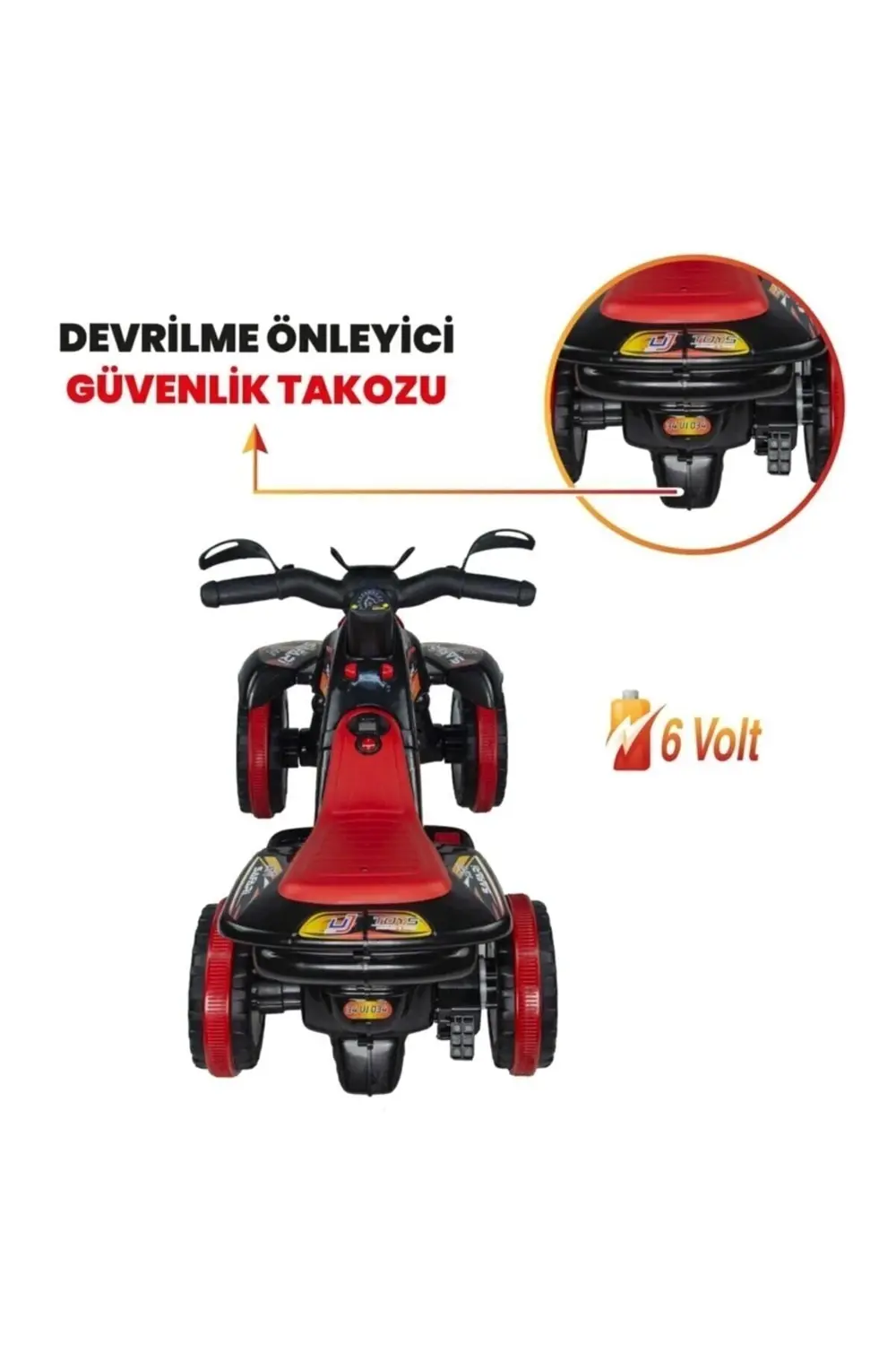 Müzikli Ve Led Işıklı Akülü Kumandalı 6v Safari Atv Siyah