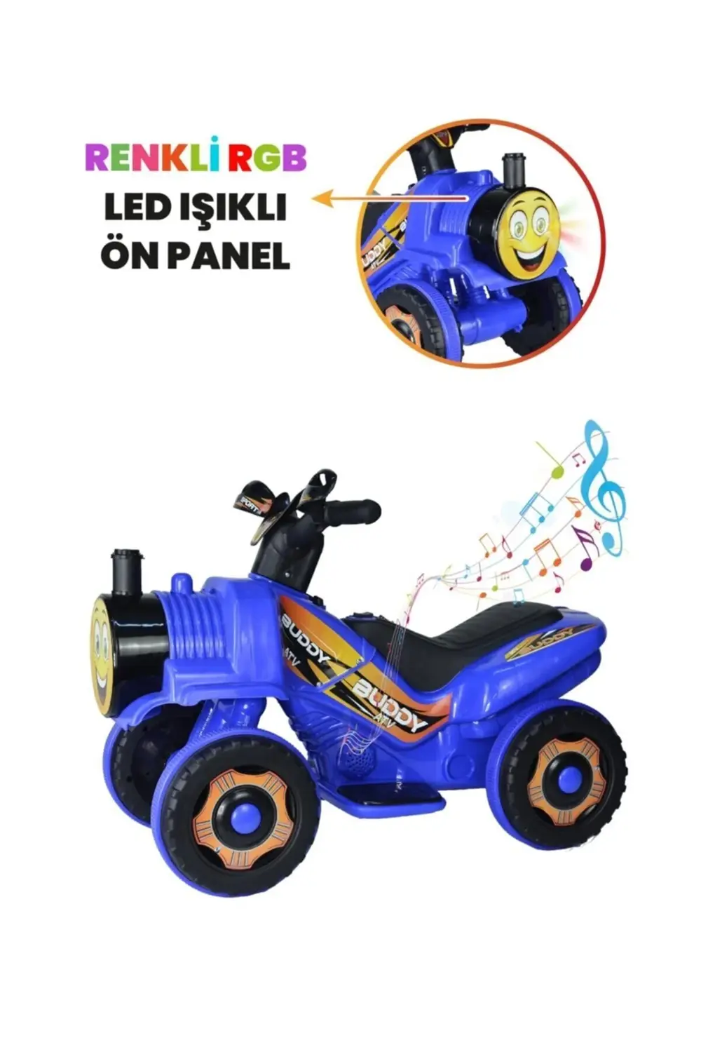 Müzikli Ve Led Işıklı Buddy Akülü Atv 6v-mavi