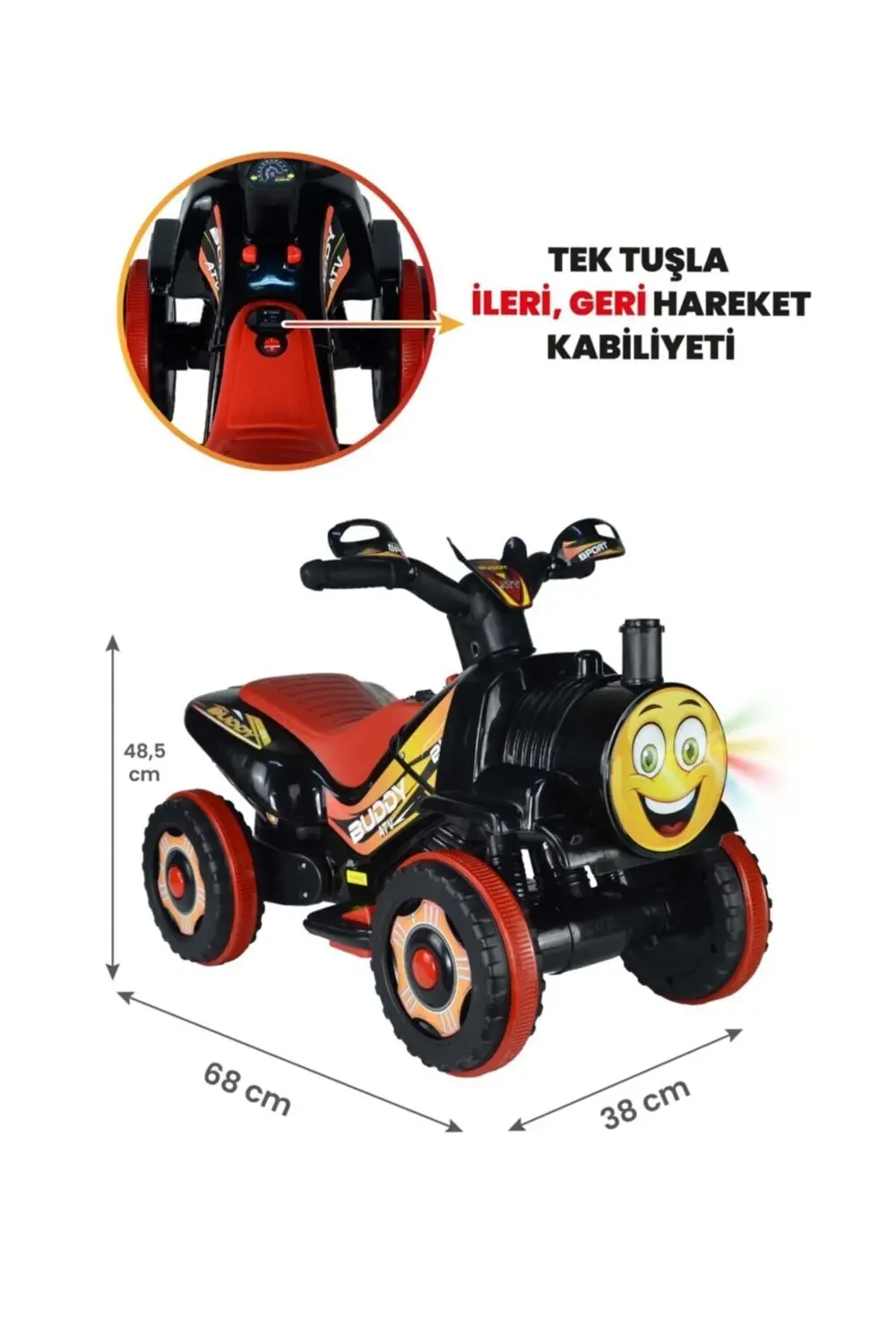 Müzikli Ve Led Işıklı Buddy Akülü Atv 6v-siyah