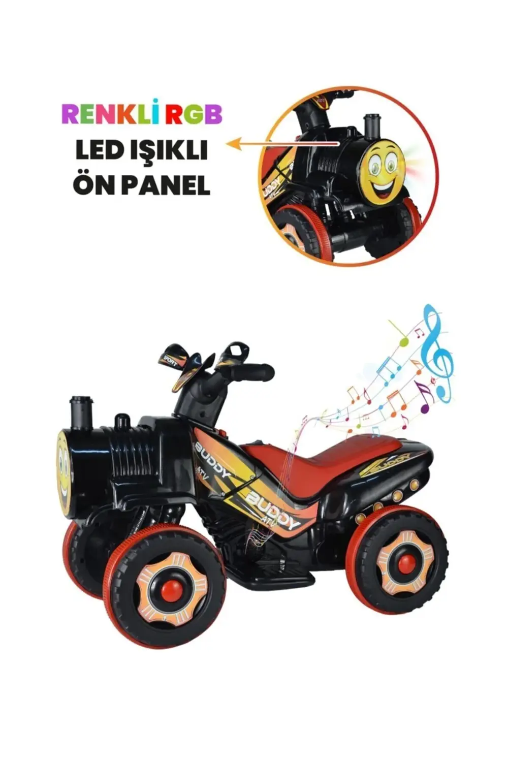 Müzikli Ve Led Işıklı Buddy Akülü Atv 6v-siyah