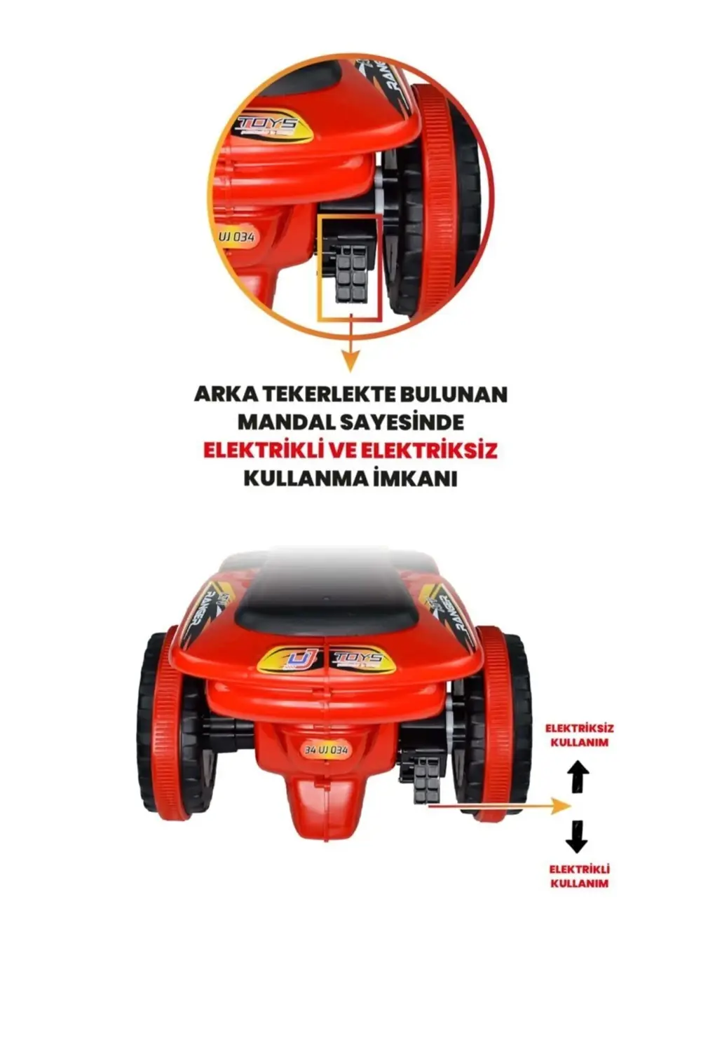 Müzikli Ve Led Işıklı Ranger Akülü Atv 6v Kırmızı
