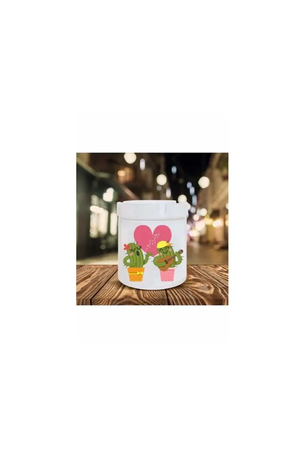 Müzisyen Kaktüsler Baskılı Seramik Küllük