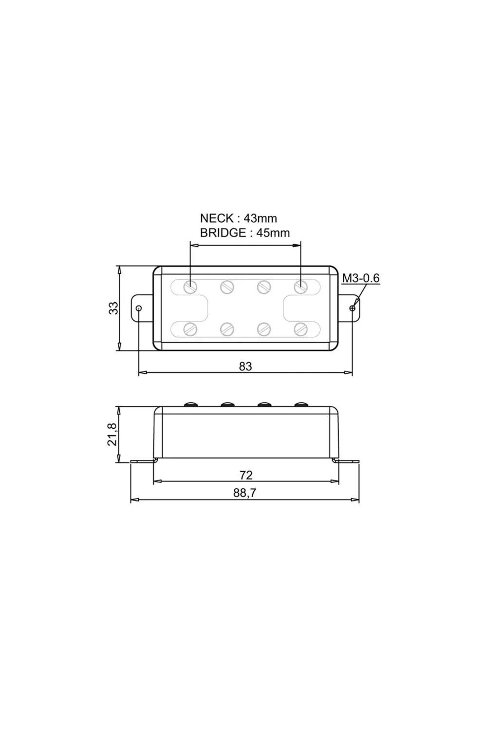 MVBC96 Bass Pickups 4 String - 4 Telli Bas için Manyetik Crome Ne