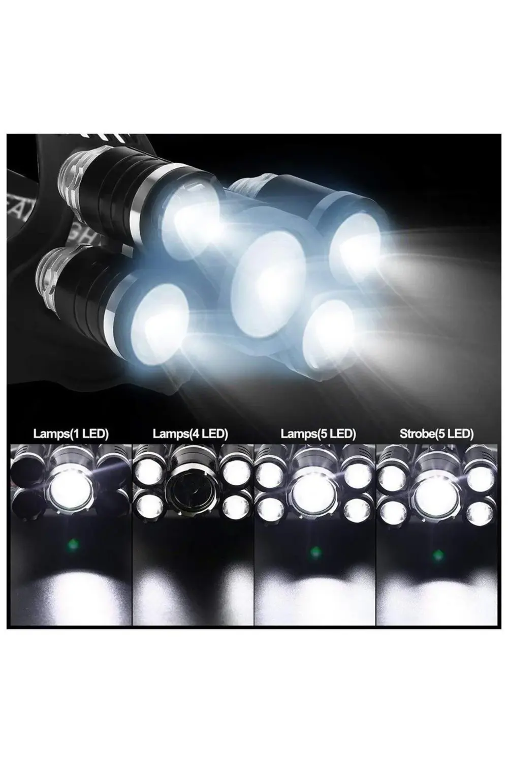 MX-501 5 Power Ledli Su Geçirmez 18650 Pilli Şarj Edilebilir Kafa