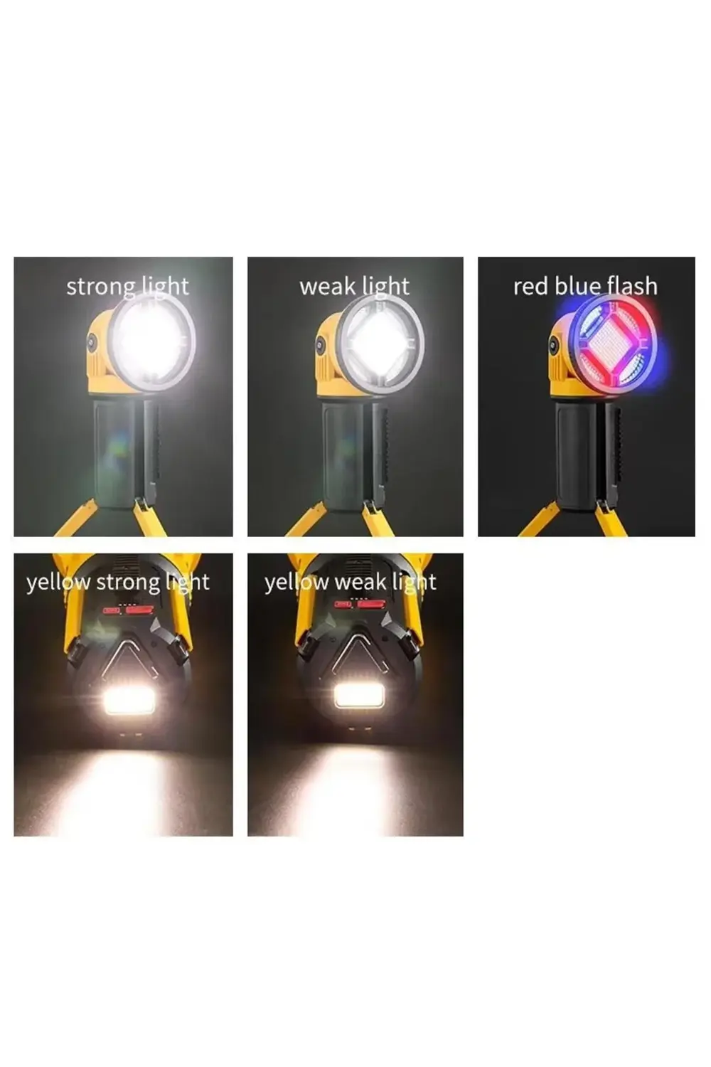 MX-W5164-3 Kırmızı Mavi Çakarlı COB Ledli Şarjlı Kamp El Feneri I