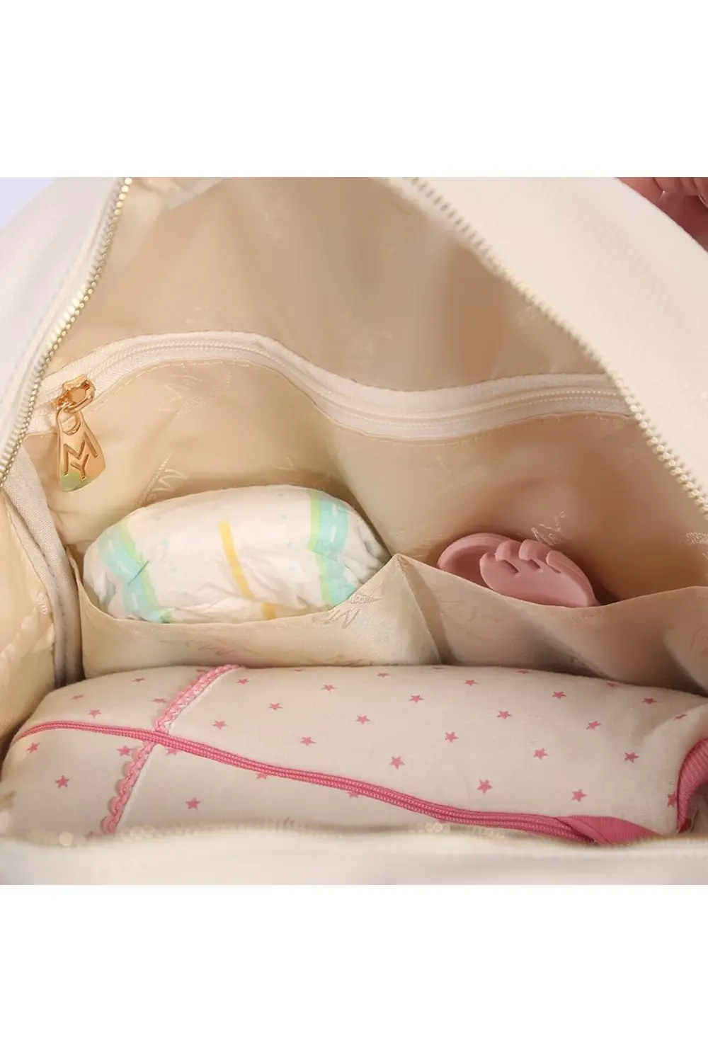 M&Y Dust Deri Anne Bebek Bakım Sırt Çantası 7130 Krem