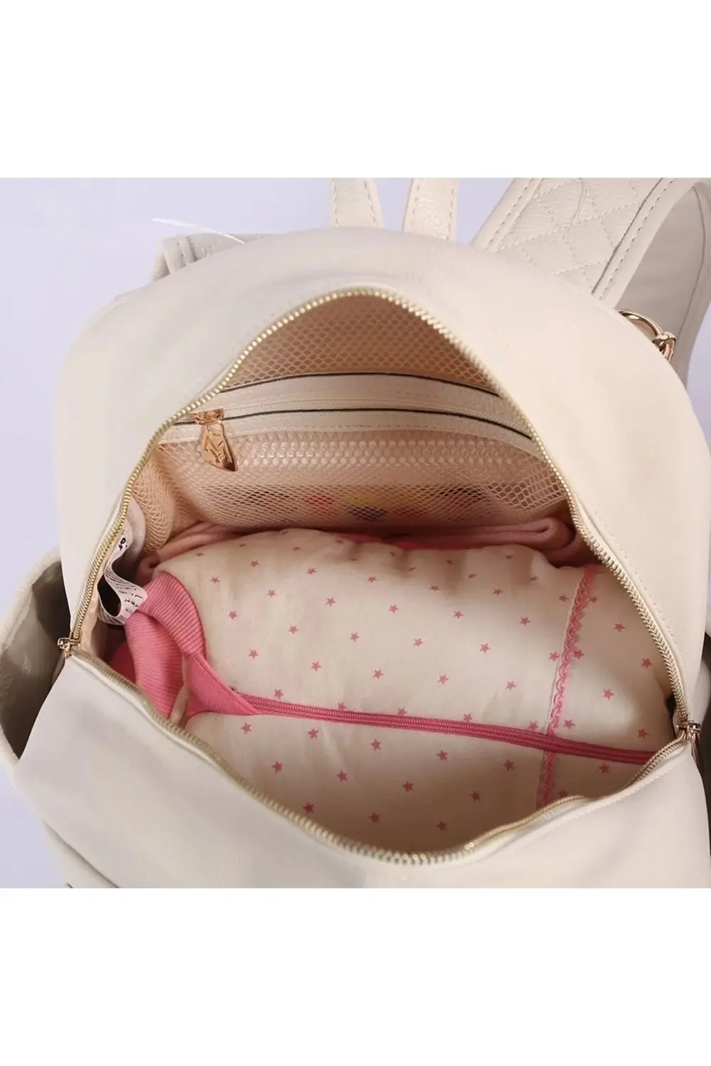 M&Y Dust Deri Anne Bebek Bakım Sırt Çantası 7130 Krem