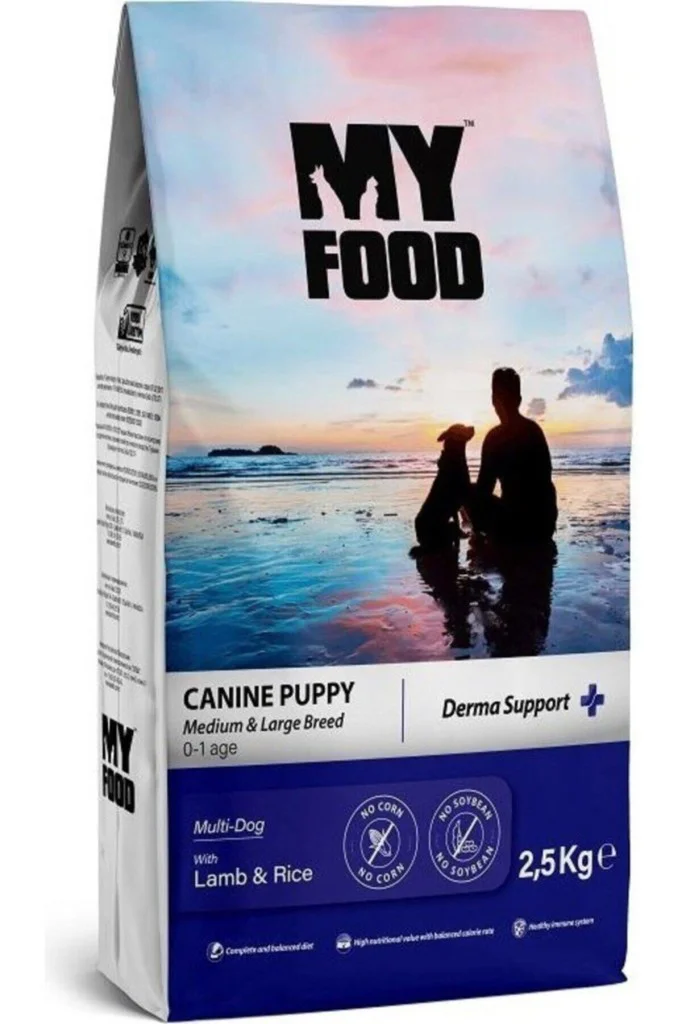 My Food Kuzulu&Pirinçli Yavru Orta/Büyük Irk Köpek Maması Derma S