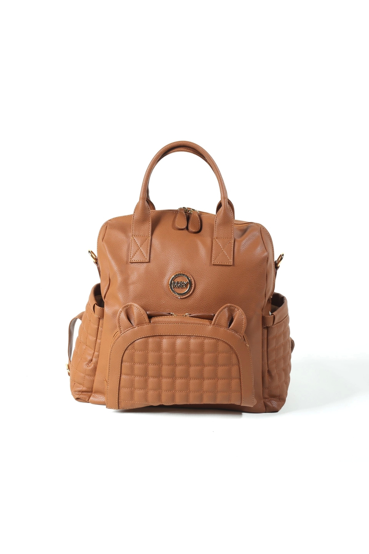 My M&Y Kitty Deri Anne Bebek Bakım Sırt Çantası 7271 Taba